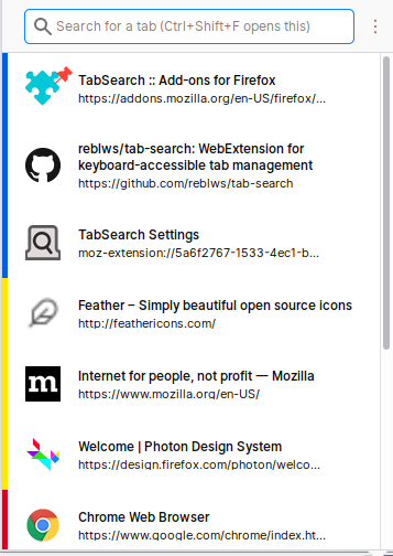 TabSearch’s interface